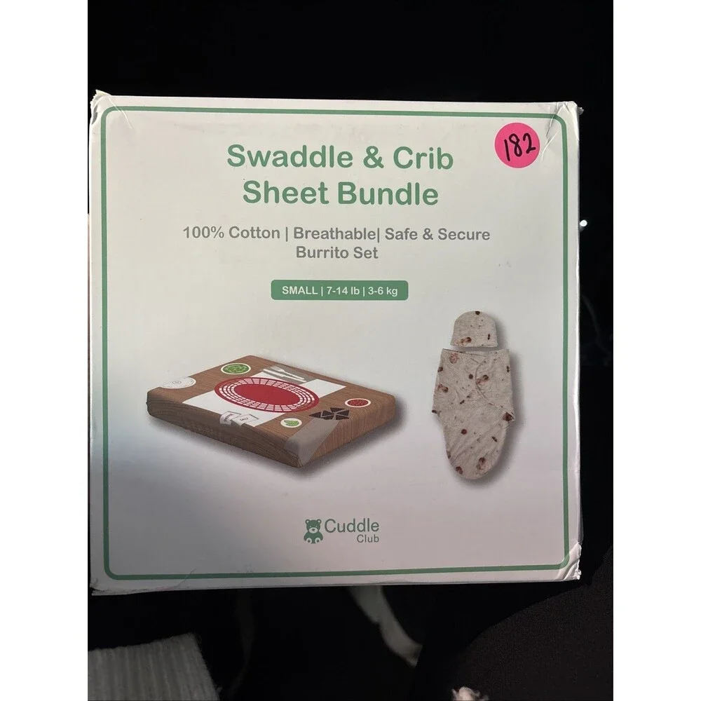New Cuddle Club Swaddle & Crib Sheet Burrito Set Size Small 0-3 Mos Gift $40